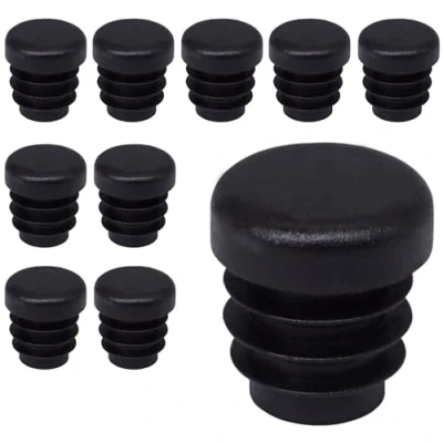 Afbeelding van SKIR&#039;CO 10 stuks 12 mm ronde buisinzetstukken, zwarte kunststof hekpaalstoppen, buisstoppers, zwart RAL 9005