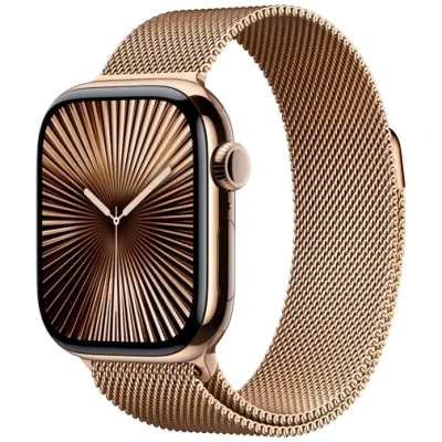 Image de Apple Watch Series 10 4G 42mm Gold Titanium (Bracelet Milanais Dorées)