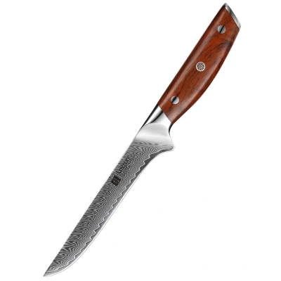 Afbeelding van Damascus Uitbeenmes (67 lagen) Xinzuo B27 Yi Luxe &amp; Professioneel Vlijmscherp staal 29 cm Keukenmes met Rozenhouten handvat