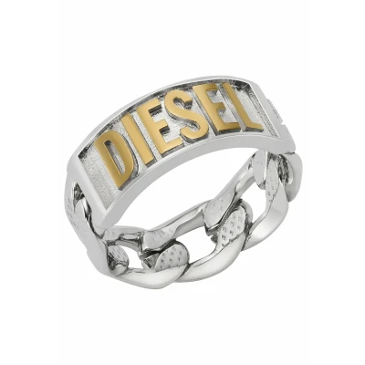 Afbeelding van Diesel heren Ring met logo DX1420931 in de kleur Zilver, maat: Maat 59 18,75 mm