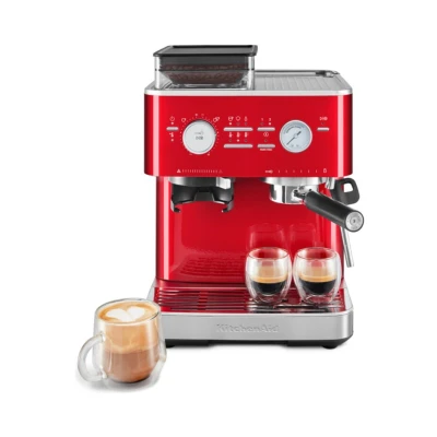 Afbeelding van KitchenAid Halfautomatische Espressomachine Met Koffiemolen Rood