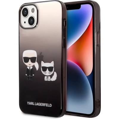 Afbeelding van Karl Lagerfeld Premium Back Cover Telefoonhoesje geschikt voor Apple iPhone 14 Plus Transparant/Zwart Polycarbonaat/TPU Uitstekende Bescherming
