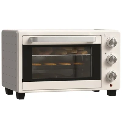 Afbeelding van HOMCOM mini oven, 21 liter, inclusief 1 metalen frame en bakplaat, 3 kookstanden, instelbare temperatuur van 100 tot 230 C, pizzaoven, 1400 watt, grillrooster staal