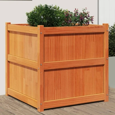 Afbeelding van Plantenbak 70x70x70 cm massief grenenhout wasbruin