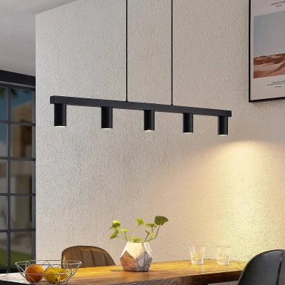 Afbeelding van Lindby hanglamp 5lichts staal H: 10.5 cm GU10 zwart