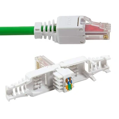Afbeelding van odedo 4 x krimpconnectoren zonder gereedschap Cat 6 UTP RJ45 netwerkstekker voor patchkabels tot 6,3 mm AWG 23 26, montage met vergulde contacten,