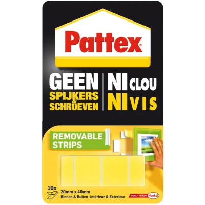 Afbeelding van Supermontagestrip Pattex 2kg verwijderbaar 10stuks