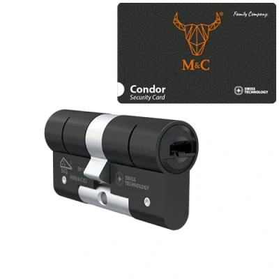 Afbeelding van Cilinderslot M&amp;C Condor Zwart SKG*** Met Kerntrekbeveiligingprofielcilinder skg deurcilinder