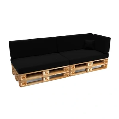 Afbeelding van POKAR Set met 6 kussens voor europallets, waterdicht: 2 x zitvlak 120 80 cm + rugleuning 40 1 60 kussen cm, tuinbank, zonder pallet, zwart