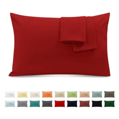 Afbeelding van Kussensloop, 100% katoen, 50 x 70 cm, 2 stuks, rechthoekig, Puro, jersey, 120 g/m², kussensloop duurzaam en hypoallergeen, rood