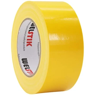Afbeelding van WELSTIK Zelfklevende plakband van professionele kwaliteit, waterbestendig weefsel, gekleurde tape voor reparaties, knutselen, handwerk, 50 mm x 41 m, geel