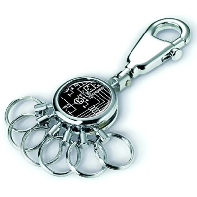 Afbeelding van TROIKA Gepatenteerde sleutelhanger #KYR01 A028 rond glanzend sleutelhanger, karabijnhaak, 6 afneembare ringen, sleutelorganisatie, technisch design, originele trojka, bedradingsschema, 9 cm,,