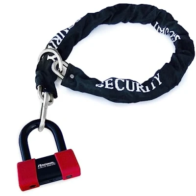 Afbeelding van Radikal RK75 + RK10120L Kettingslot voor motorfiets en Mini U, SRA goedgekeurd, veiligheidsbescherming motorfiets, scooter, fiets, multifunctioneel, staal, ring, gesp 120 cm, Ø 10 mm