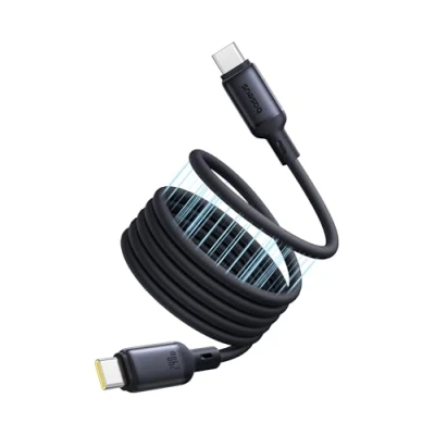 Afbeelding van Baseus PicoGo Magnetische USB C kabel 240W opgerold PD 5A QC 4.0 snel opladen naar vloeibare siliconen oplaadkabel voor iPhone 16 15 Pro Samsung Galaxy Pixel iPad MacBook Air