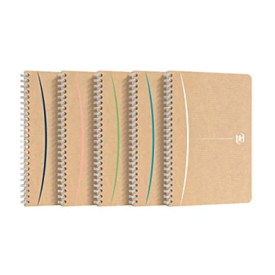 Afbeelding van OXFORD Touareg Notitieboek, A5, kleine ruitjes, 5 mm, 100 pagina&#039;s, gerecycled papier, spiraalbinding, kraftpapier, willekeurige kleurkeuze