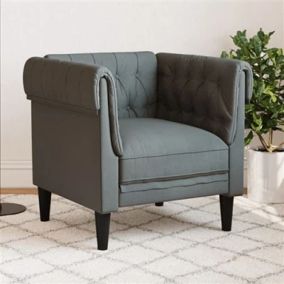 Afbeelding van Fauteuil Chesterfield stijl stof donkergrijs
