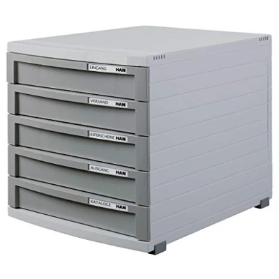 Image de HAN Module de bureau CONTUR, 5 tiroirs, gris lumière,