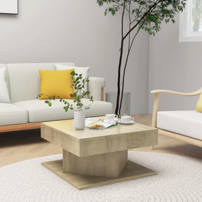 Afbeelding van Salontafel 57x57x30 cm spaanplaat sonoma eikenkleurig