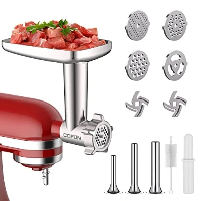 Afbeelding van COFUN Vleesmolen voor Kitchenaid accessoires, Kitchen Aid accessoires met 4 slijpschijven, 3 vulhoorns Aid, van aluminiumlegering