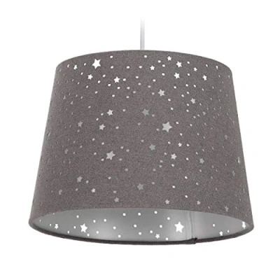 Afbeelding van Relaxdays hanglamp sterren kinderhanglamp E27 fitting plafondlamp kinderkamer grijs