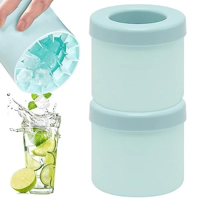 Afbeelding van IJsblokjesvorm siliconen, ijsblokjesschaal ijsemmer 2 STKS IJsblokjeshouder silicone ijsblokjesvormen Ice Cube Mold ijsmaker Cup ijsblokjesmaker beker (blauw)