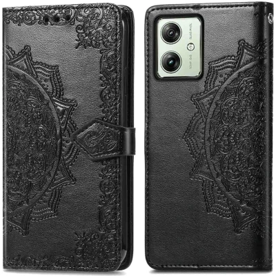 Afbeelding van iMoshion Hoesje Geschikt voor Motorola Moto G54 Met Pasjeshouder Mandala Bookcase Zwart