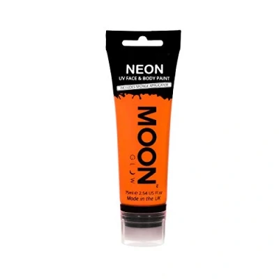 Afbeelding van Moon Glow Grote fluorescerende UV verf voor gezicht en lichaam. 75 ml intens oranje met sponsapplicator