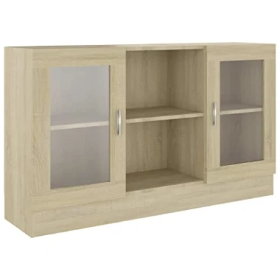 Afbeelding van vidaXL Vitrinekast, composiethout, 120 x 30,5 70 cm, Sonoma eik