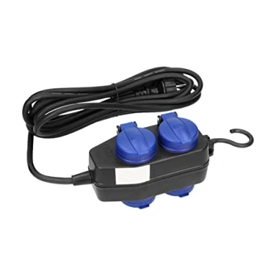 Afbeelding van Miratic Stopcontact voor buiten, waterdicht, werkplaatsverlenging, IP44, 4 geaarde stopcontacten, rubberen kabel, 5 m, Duitse versie