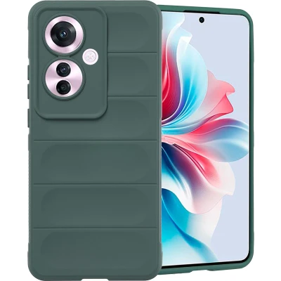 Afbeelding van imoshion Hoesje Geschikt voor Oppo Reno 11 F Siliconen EasyGrip Backcover Donkergroen