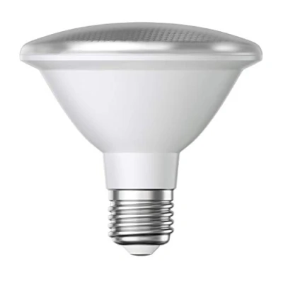Afbeelding van ledscom.de Ledlamp E27, PAR30 korte hals, warmwit (2700 K), 12,9 W, 994 lm, 42 graden, spiegelreflector (zilver), led leeslamp, reflector, spot light, schijnwerper, halogeenlamp