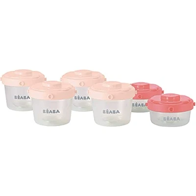 Afbeelding van BEABA Set van 6 eerste leeftijd clip 60ml / 120ml (assorti roze)