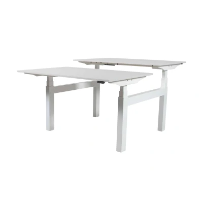 Afbeelding van Lectro Duo Plus werkplekken, zit sta (64 130cm) hoogte verstelbaar dmv 2 elektromotoren per wp met 160x80cm wit 25mm bladen en (RAL9010) H frame