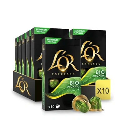 Afbeelding van L&#039;Or Espresso Café Bio: 100 capsules intensiteit 7, compatibel met Nespresso®* (Set van 10x 10 stuks)