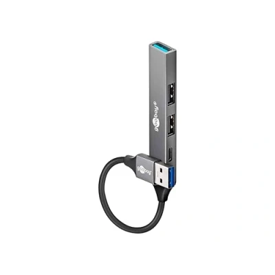 Afbeelding van goobay USB 3.2 hub met 4 poorten Slim/USB Stekkerdoos, 5 Gbits, hub/USB A splitter naar 3 en 1 3.0/74458 C multiport adapter