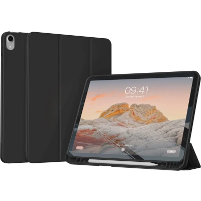 Afbeelding van Accezz Tablet Hoes Geschikt voor iPad Air 4 (2020) /iPad 11 inch (2024) M2 / 5 (2022) Smart Silicone Bookcase Zwart