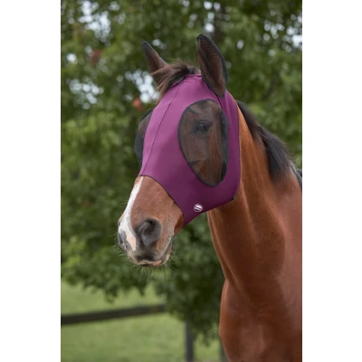 Image de Weatherbeeta Masque Anti Mouches Deluxe Stretch Bug avec Oreilles Violet/Noir Full