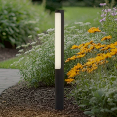 Afbeelding van Lucande LED tuinpadverlichting Tuberia, donkergrijs, aluminium, hoogte 80 cm