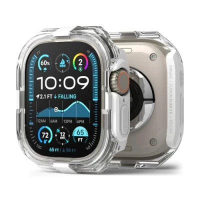 Afbeelding van Ringke Beschermhoes compatibel met Apple Watch Ultra 2/1 [Fusion Bumper] transparante solide harde bumper schokbestendige bescherming voor case accessoires, wit