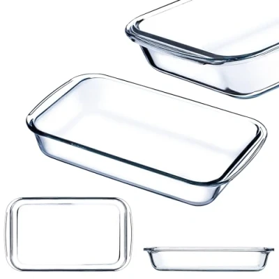 Afbeelding van KADAX 2,2 liter rechthoekige ovenschaal van hittebestendig glas vaatwasmachinebestendig braadpan glazen voor lasagne en cake