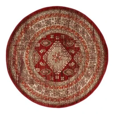 Afbeelding van Rond Vintage Vloerkleed Aila Rood/Oranje Polypropyleen 120 Ø (S)