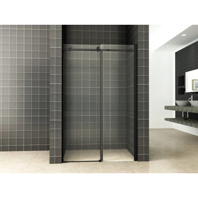 Afbeelding van Wiesbaden schuifbare nisdeur 2 d. mat zwart 1400x2000 chr.8mm NANO