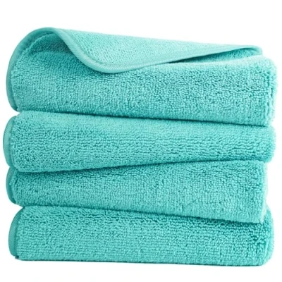 Afbeelding van POLYTE Set van 4 pluisvrije microvezelhanddoeken, sneldrogend, 40 x 76 cm, aqua