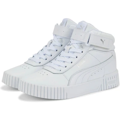 Afbeelding van Puma Carina 2.0 MID JR Sneakers hoog voor kinderen, Maat: 35.5, White/silver Leer en imitatieleer