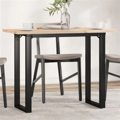 Afbeelding van vidaXL Eettafel O frame 100x50x75,5 cm massief grenenhout en gietijzer