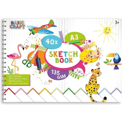 Afbeelding van Craft Sensations A3 schetsboek met 40 dubbelzijdige vellen in liggend formaat ideaal om te schilderen, tekenen, schetsen en geschikt voor scrapbooking Milieuvriendelijk hobbypapier 135 g