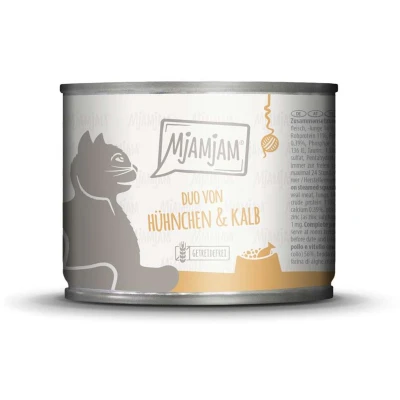 Afbeelding van 6x 200g MjAMjAM Duo Kip &amp; Kalf nat kattenvoer