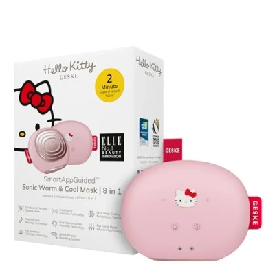 Afbeelding van GESKE x Hello Kitty SmartAppGuided™ Sonic Warm &amp; Cool Mask 8 in 1 Beauty LED gezichtsmasker Roodlichttherapie Warmte Koeling Betere gezichtsverzorging Gezichtsmassager