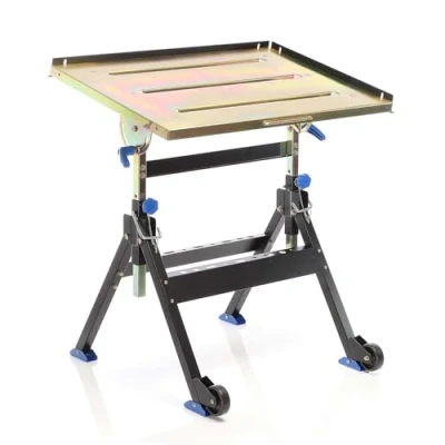 Afbeelding van XPOtool Soldeertafel inklapbaar tot 150 kg staal, laswagen in hoogte verstelbaar 735 860 mm, helling 90, werkbank, werkplaatswagen met plank