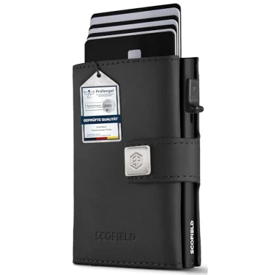 Afbeelding van SF SCOFIELD Trinity Slanke portemonnee met muntvak, creditcardhouder voor heren 10 12 kaarten, RFID bescherming, mannen, smart portemonnee, etui, Mat zwart, Modern